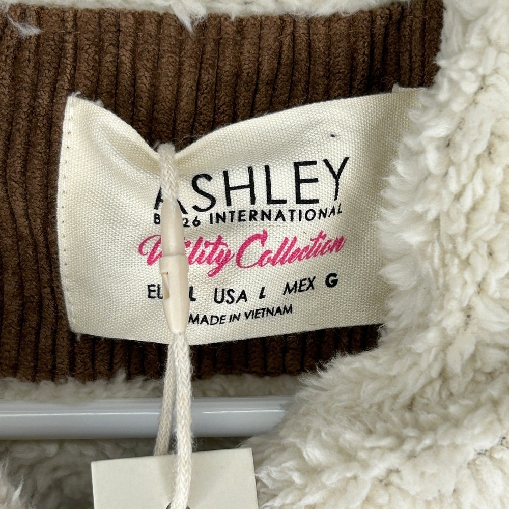 Ashley by 26 International Corduroy Sherpa Lined Jacket Brown L NWT Streetwear - Picture 3 of 10